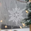 Sparkling transparent snowflake ornament with sequins for Christmas tree, 13.5cm tall - Snowflake (Transparent Sequin)