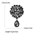 Retro grey crystal floral brooch with dimensions 5.9cm x 4.0cm and weight 15g info - Black 1036-BK