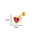 Golden heart zircon stud earring with deep rose gemstone and screw back closure - Gold Red Zirconia Style (5# Golden Yellow)