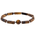Tiger Eye beaded bracelet featuring rectangular facets and a polished silver spacer - Tiger Eye Bracelet