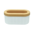 Mini cylindrical silicone ice cube mold with a white body and beige rim lid - Oval White Bucket with Yellow Lid (OPP Bag)