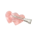 Pink marble texture double heart acetate hair clip with silver metal duckbill clamp - Purple Heart M8135