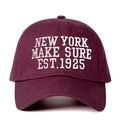 Cappellino da baseball bordeaux vintage con ricamo bianco New York su sfondo bianco - Taglia Unica(Regolabile) / Borgogna