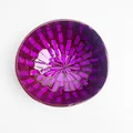 Handcrafted coconut shell bowl with deep purple mosaic interior and geometric shell inlay - Purple Bamboo Joint Style