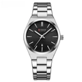 CURREN silver stainless steel watch with black waffle dial and date display window - Silver Case Black Dial Women