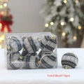 Gray and white knitted Christmas tree balls with snowflake patterns in a 12-pack gift box - 7cm Grey 12pcs/box