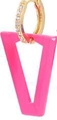 Neon pink V-shaped drop earrings with golden rhinestone hoops and candy-colored finish - Gold-Magenta