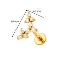 Labret en acier inoxydable doré 18K avec cluster de zircons blancs, hauteur 9,5 mm - Style Arc Incurvé (2610-6# Or)