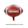 Brown American football shaped foil balloon with white stitching, size 53x54cm - Shaped Rugby Balloon