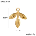 Macro view of gold leaf charm pendant with detailed veins and size measurements - BP48501B0-Single Leaf