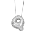 Letter Q pendant necklace with white zircons on silver box chain in a minimalist style - Letter Q / Silver