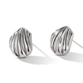 Orecchini a lobo minimalisti in argento 925 con design a onde e finitura metallica - Oro Bianco