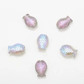DIY fish-shaped beads with rainbow luster, set of 6 transparent glass pendants - Phantom Purple