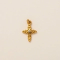 Detail of 18K gold plated stainless steel cross pendant with central crystal stone - Cross 15.5*13mm