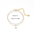 Gold stainless steel bracelet with 7mm heart-shaped clear zircon and 15.5+5cm chain - Gold-White Zircon