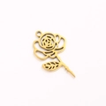Golden stainless steel rose flower pendant with hollow leaf design for December birth flower - June Gold