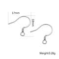 Silver stainless steel earring hooks with bead and spring detail, size 17x18mm - Steel Color - Style L