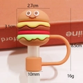 Κάλυμμα καλαμακιού σιλικόνης σχέδιο burger για καλαμάκια 10mm με λουράκι - Χάμπουργκερ 10mm / Συσκευασμένο χωρίς καλαμάκι