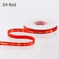 Red Christmas ribbon with gold Merry Christmas print and snowflakes on a white background - 1cm Gold Stamped Red 23 Yards