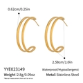 Detailed view of waterproof stainless steel double hoop earrings with precise dimensions - Gold Double-layer Geometric Hoop (YYE023149)