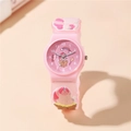Orologio unicorno rosa per bambini con cinturino in silicone goffrato e quadrante - Rosa