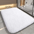 White thickened plush bathroom mat with absorbent long-pile texture for shower floor - 50*80cm / Standard / White
