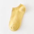Bright yellow low-cut cotton ankle socks with elastic ribbed cuffs and non-slip design - Yellow
