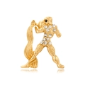 Aquarius zodiac brooch in gold-plated finish with sparkling crystal rhinestones - Aquarius