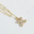 Collier double épingle à nourrice et perles dorées avec pendentif X serti de cristaux - Lettre X