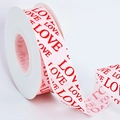 Pink satin ribbon roll with red LOVE print for romantic gift wrapping and decor - Pink Uppercase LOVE / 2.5cm*25 Yards
