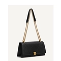 Chic black quilted shoulder bag with gold chain and cylindrical metal buckle lock - Black