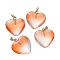 Pack of four acrylic heart pendants in orange gradient and white stripes with gold clasp - Transparent Orange (10pcs/pack)