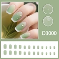 Mint and avocado green gradient press-on nails with 3D water drops and French tips - 3D Water Droplets Gradient Green French Style (D3000)