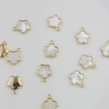 18k gold plated five-petal flower pendant with white pearl inlay for DIY jewelry - Single Hook Plum Blossom 10mm