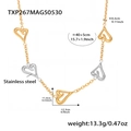 Collier à maillons de cœur bicolore poli en acier inoxydable plaqué or 18 carats - Collier Coeur Bicolore Or (TXP267)