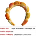 Orange and yellow tie-dye sponge headband for skincare and makeup with soft leather finish - Velvet Headband / Orange Yellow Gradient