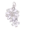 Pendentif marguerite en émail blanc et zircons brillants pour bijoux faits main - Style J / Or blanc