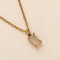 Collar chapado en oro de 18K con colgante rectangular de circonita clara para mujer - Junio/Color Piedra Luna
