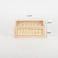 Rectangular woven rattan storage basket in natural wood finish, size 21cm x 13cm x 8cm - Pine Natural Mini Style / Mini (21*13*8CM)