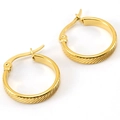 Minimalistische 18K vergoldete Creolen mit diagonaler Textur für Damen im Modestil - Gold (19mm)