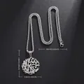 Detalle del collar de acero con colgante de árbol de la vida y caligrafía árabe - Colgante de Escritura / Plateado