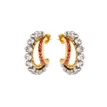 Close-up of two-tone C-shaped earrings with pink and clear crystals on a white background - Pink Zirconia + White Zirconia / Gold/Pink