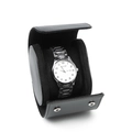 Business silver stainless steel watch with white dial in a premium black leather gift box - Smooth Black - 1 Slot