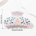 Pince à cheveux en acrylique marbré blanc avec motif cerise et lettre A dorée - Pince à Cheveux Cerise Strass Lettre A