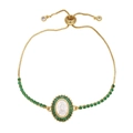 Golden Virgin Mary bracelet with green zircons and adjustable box chain for women - Green