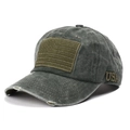 Casquette de baseball grise vintage drapeau USA avec bord usé et broderie militaire - Réglable / Vert Militaire