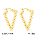 Polished gold beaded C-shape earrings in heart silhouette size 26x24mm - Irregular Beaded Hoop (26x24x4mm)