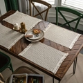 Hollow stripe woven table runner with tassels made of natural cotton in boho style - Union Jack Style Placemat
