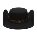 Sombrero de vaquero occidental de fieltro negro con banda de cuero con tachuelas - Talla única / Negro