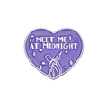 Purple heart enamel brooch featuring white Meet Me At Midnight text and star motifs - Purple Vintage Dreamy Style (QHXZ3020)